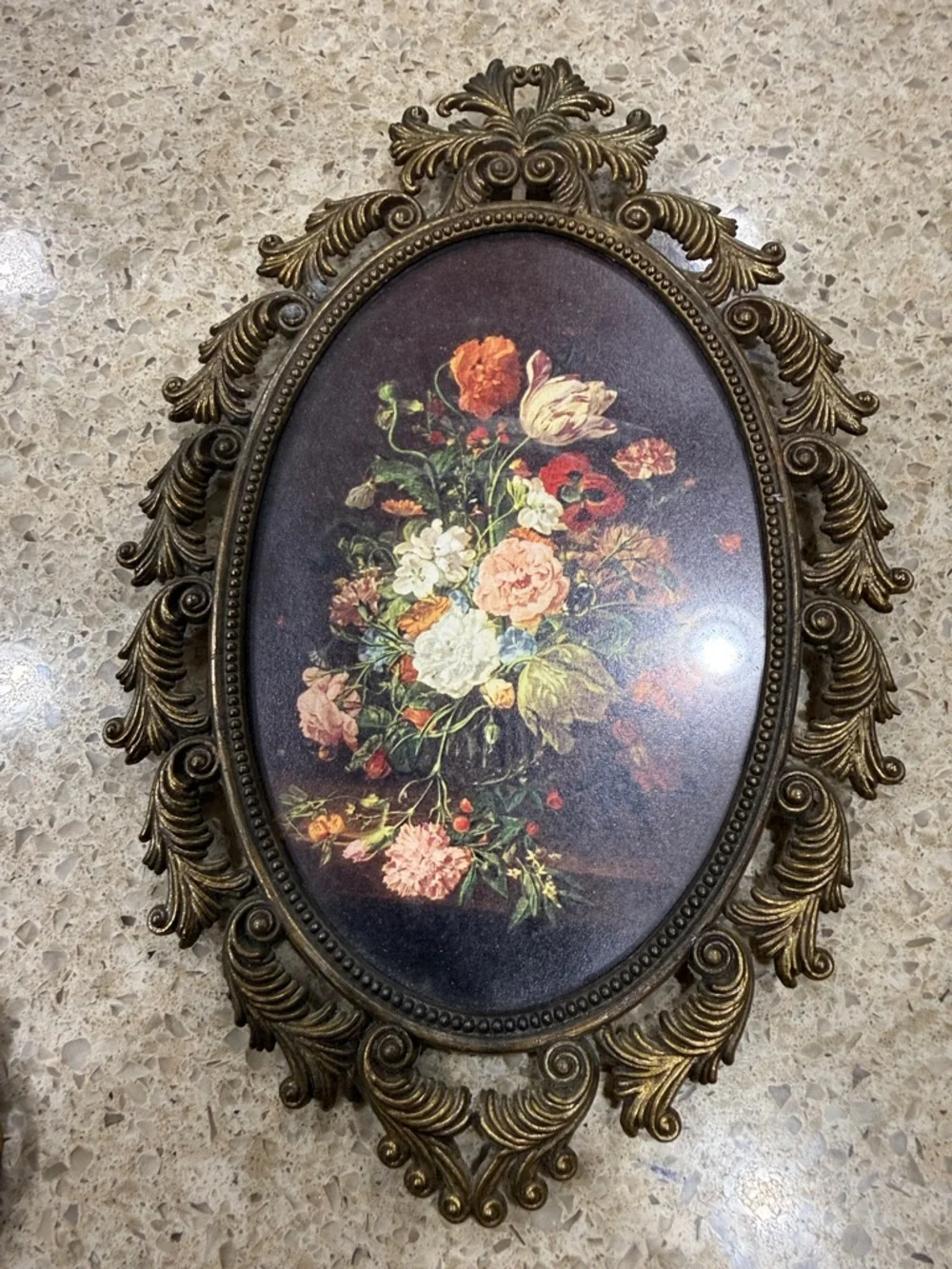 1950s - Made in Italy, Brass Vintage-Style Floral Wall Decor look ofAntique Gold - Picture 6 of 15